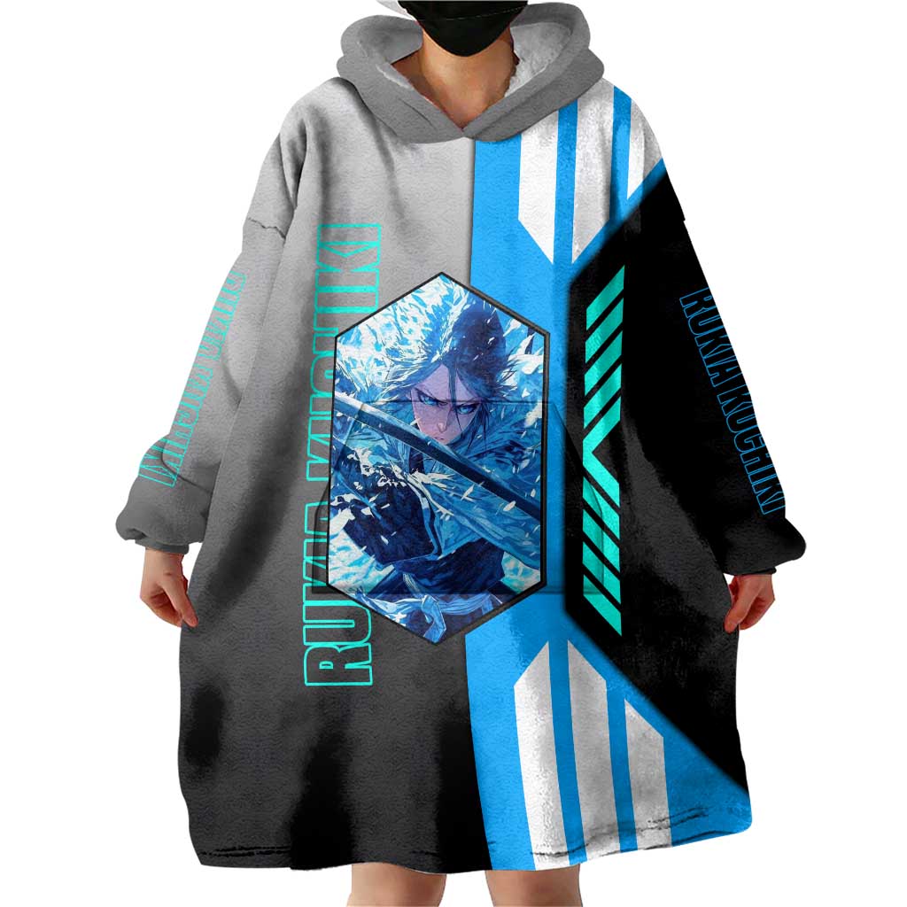 Rukia Kuchiki from Bleach Wearable Blanket Hoodie with Sword and Ice Powers Pose Design - The Mazicc