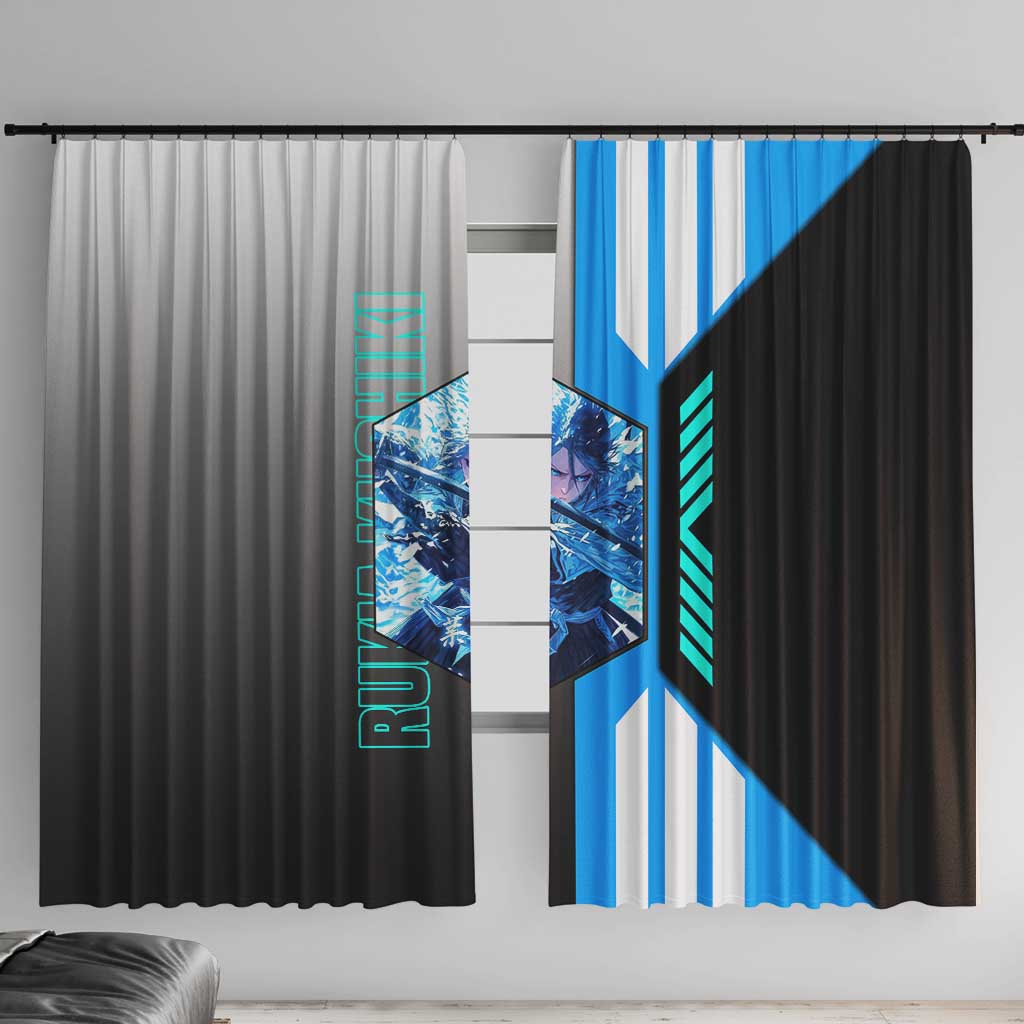 Rukia Kuchiki from Bleach Window Curtain with Sword and Ice Powers Pose Design - The Mazicc