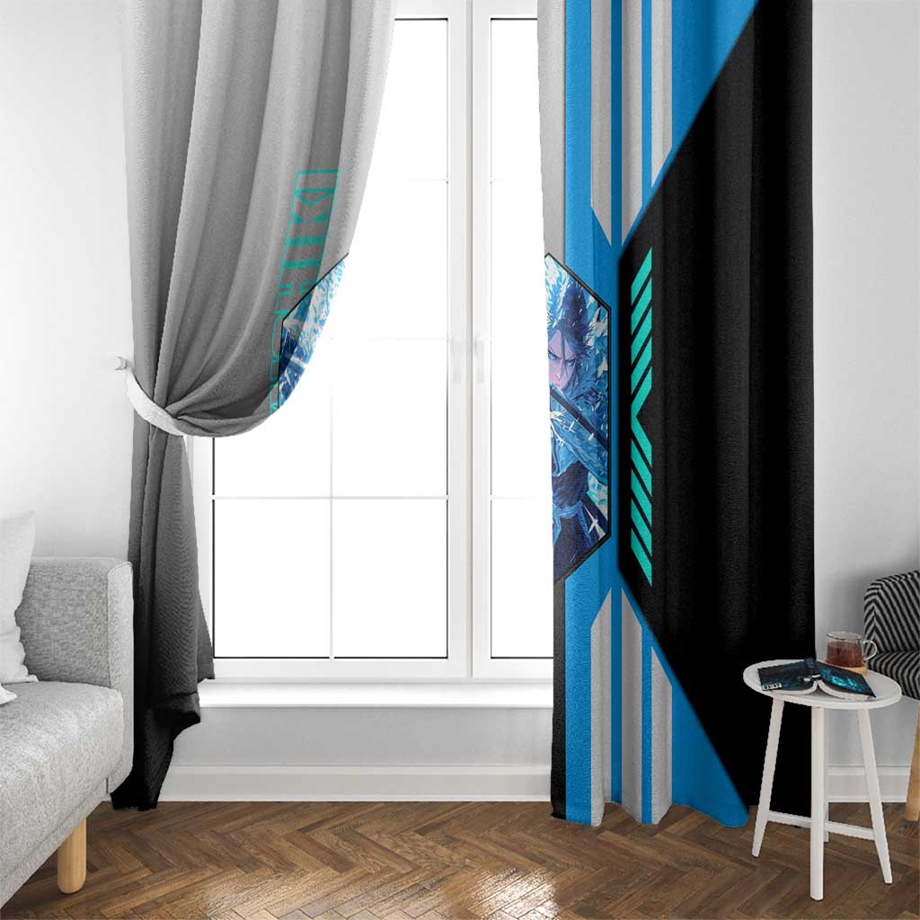 Rukia Kuchiki from Bleach Window Curtain with Sword and Ice Powers Pose Design - The Mazicc