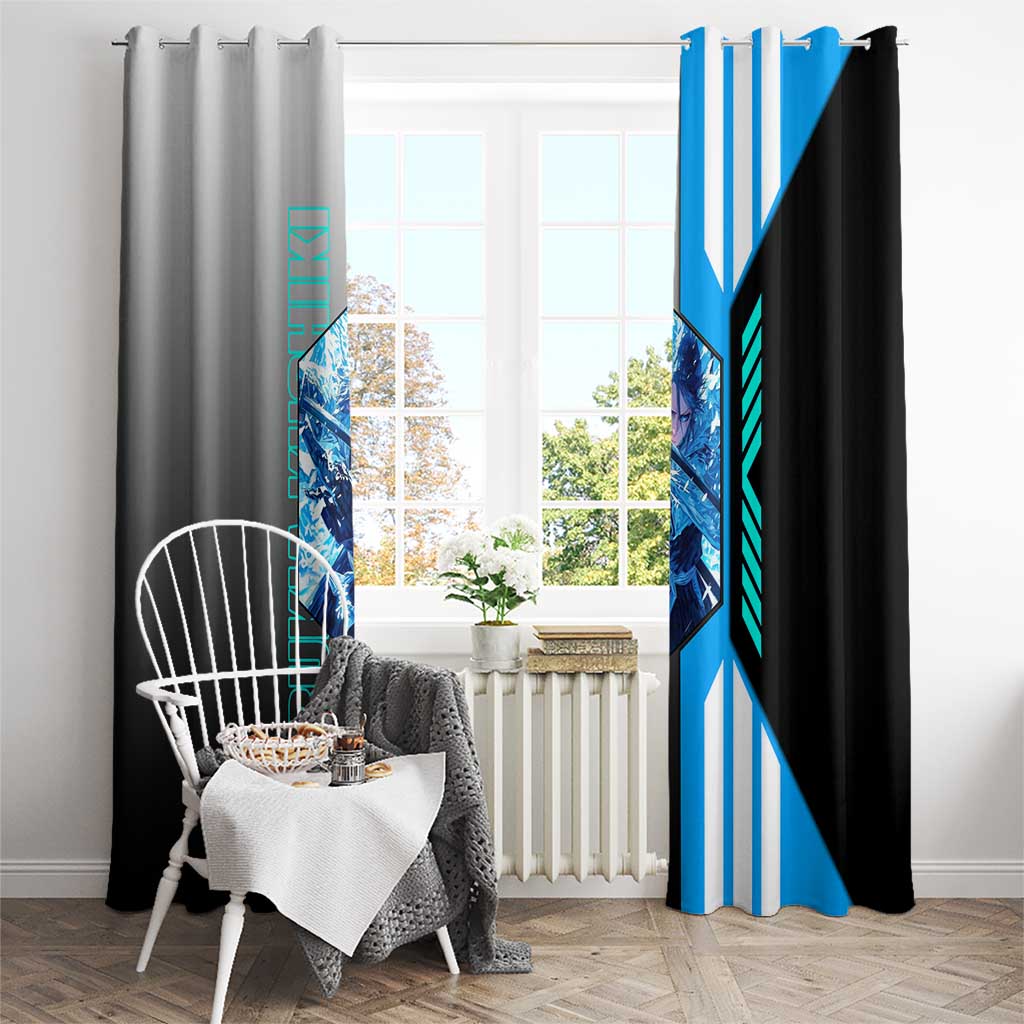 Rukia Kuchiki from Bleach Window Curtain with Sword and Ice Powers Pose Design - The Mazicc