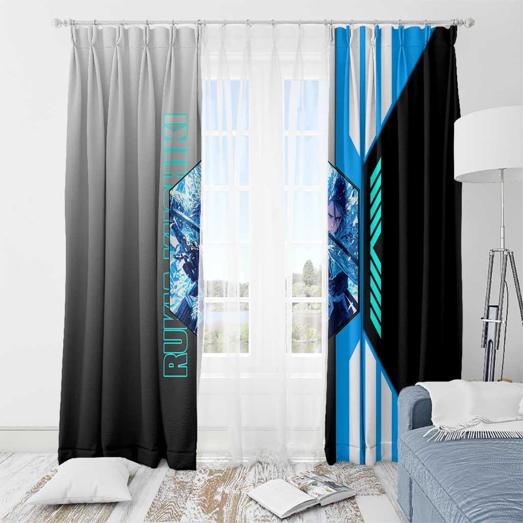 Rukia Kuchiki from Bleach Window Curtain with Sword and Ice Powers Pose Design - The Mazicc
