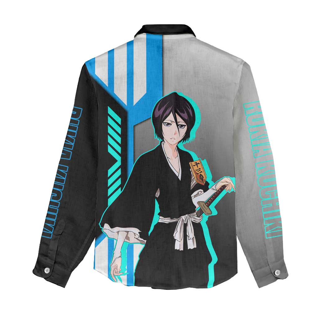Rukia Kuchiki from Bleach Women Casual Shirt with Sword and Ice Powers Pose Design - The Mazicc