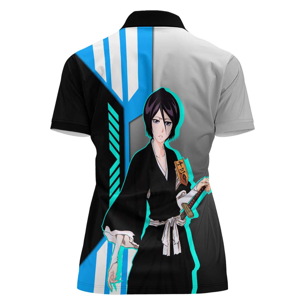 Rukia Kuchiki from Bleach Women Polo Shirt with Sword and Ice Powers Pose Design - The Mazicc