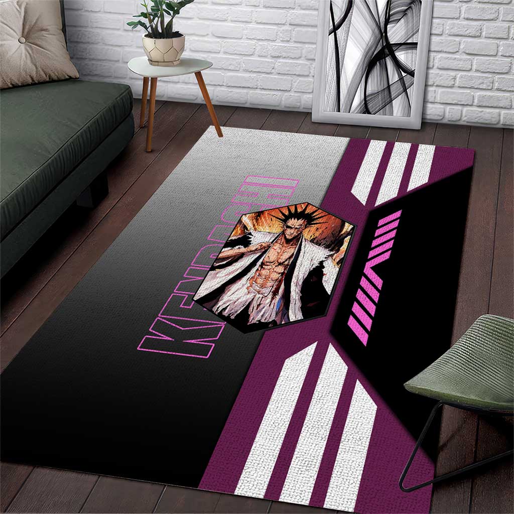 Kenpachi Zaraki from Bleach Area Rug with Sword and Battle Ready Pose Design - The Mazicc
