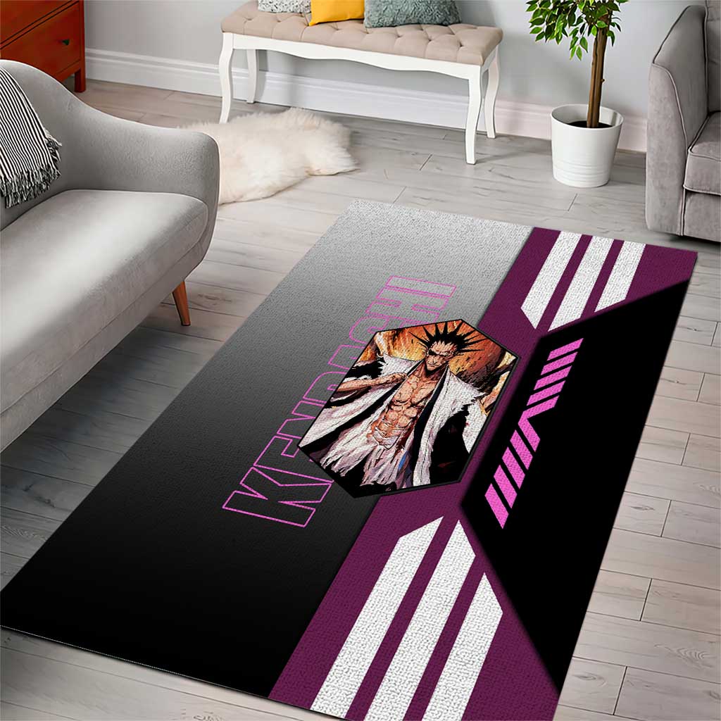 Kenpachi Zaraki from Bleach Area Rug with Sword and Battle Ready Pose Design - The Mazicc