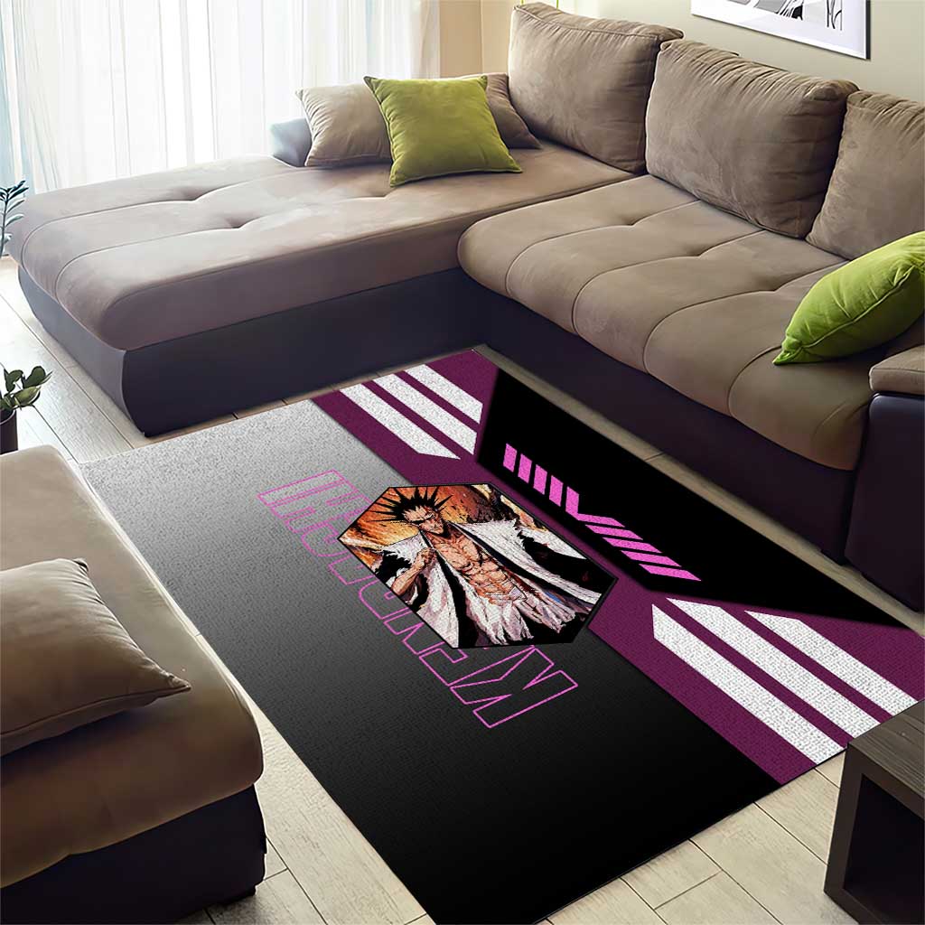 Kenpachi Zaraki from Bleach Area Rug with Sword and Battle Ready Pose Design - The Mazicc