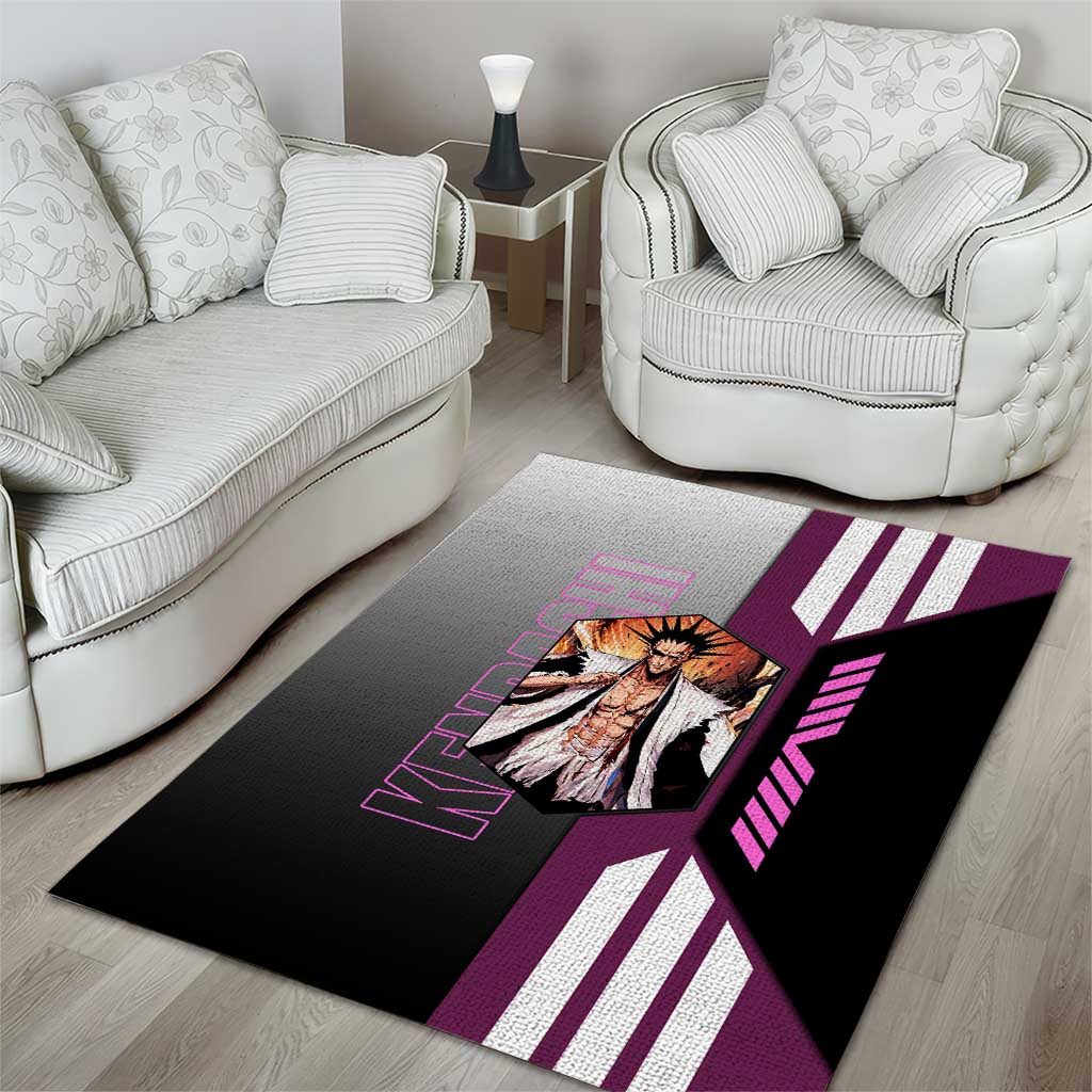 Kenpachi Zaraki from Bleach Area Rug with Sword and Battle Ready Pose Design - The Mazicc