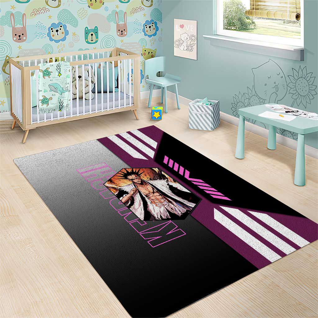 Kenpachi Zaraki from Bleach Area Rug with Sword and Battle Ready Pose Design - The Mazicc