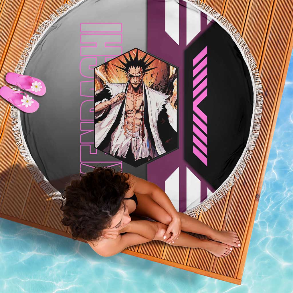 Kenpachi Zaraki from Bleach Beach Blanket with Sword and Battle Ready Pose Design - The Mazicc