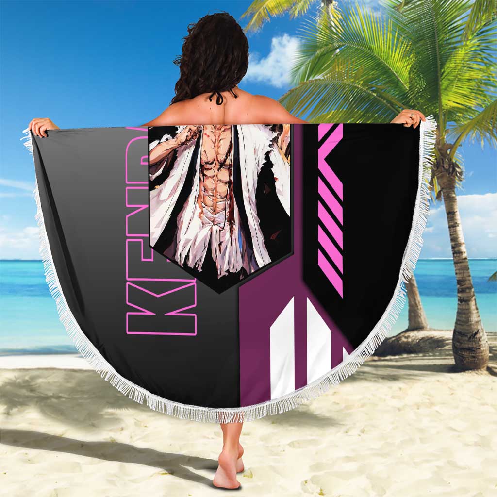 Kenpachi Zaraki from Bleach Beach Blanket with Sword and Battle Ready Pose Design - The Mazicc