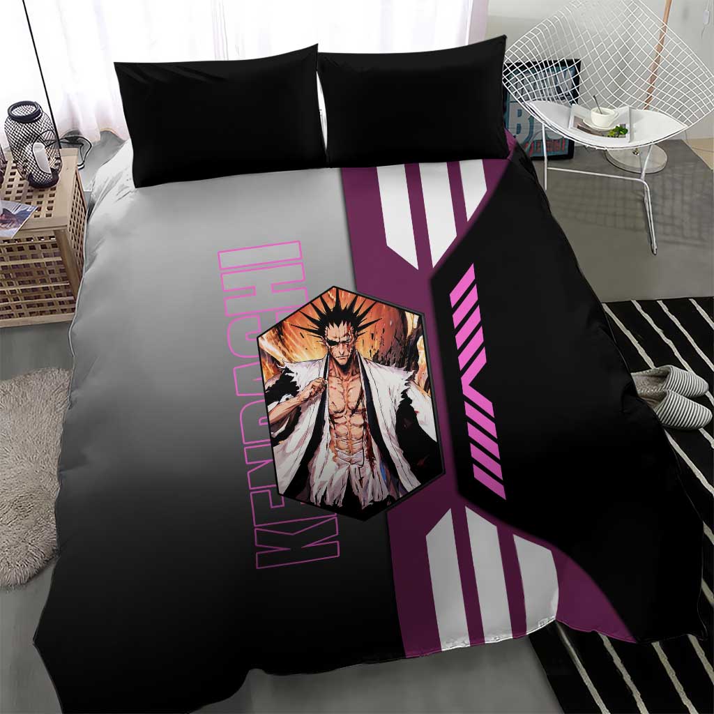 Kenpachi Zaraki from Bleach Bedding Set with Sword and Battle Ready Pose Design - The Mazicc