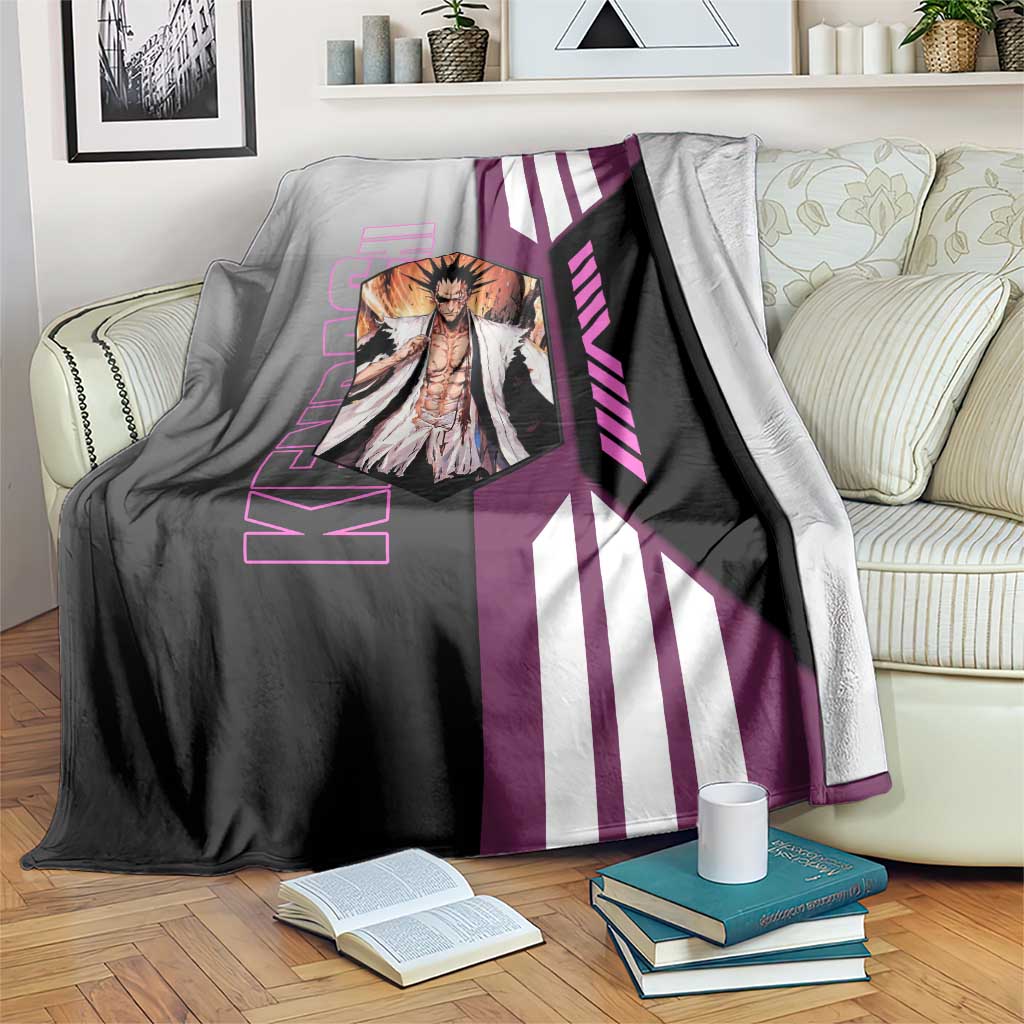Kenpachi Zaraki from Bleach Blanket with Sword and Battle Ready Pose Design - The Mazicc