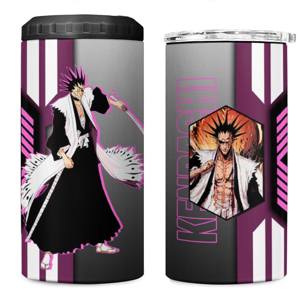 Kenpachi Zaraki from Bleach 4 in 1 Can Cooler Tumbler with Sword and Battle Ready Pose Design - The Mazicc