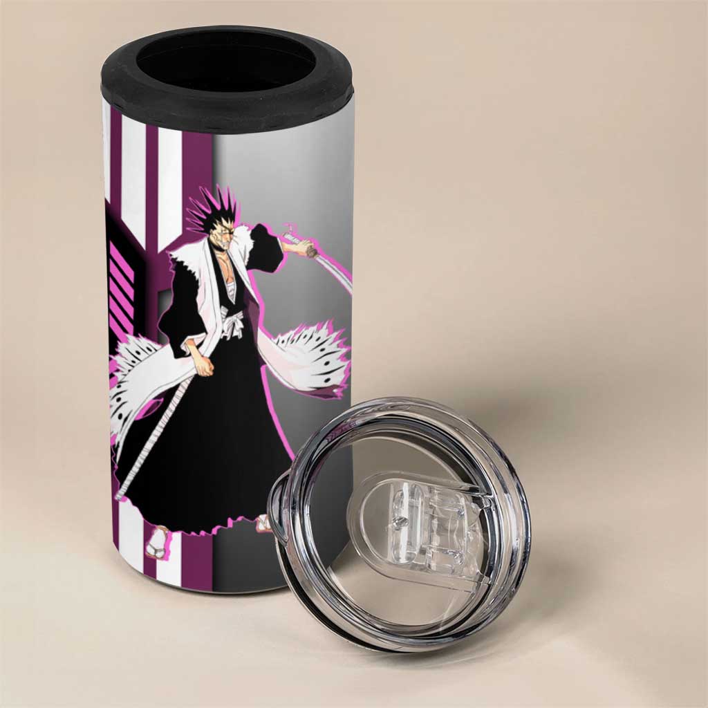 Kenpachi Zaraki from Bleach 4 in 1 Can Cooler Tumbler with Sword and Battle Ready Pose Design - The Mazicc