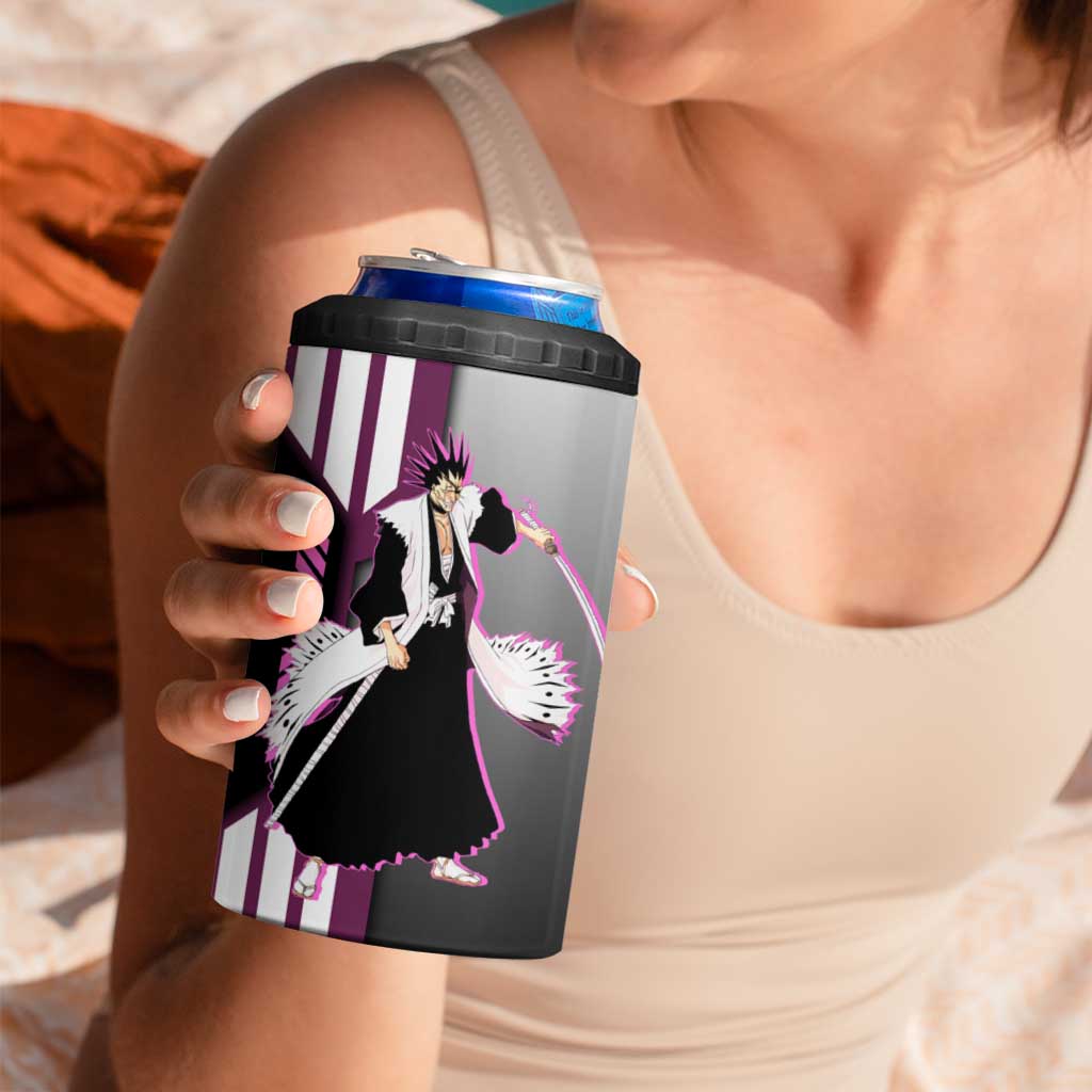 Kenpachi Zaraki from Bleach 4 in 1 Can Cooler Tumbler with Sword and Battle Ready Pose Design - The Mazicc