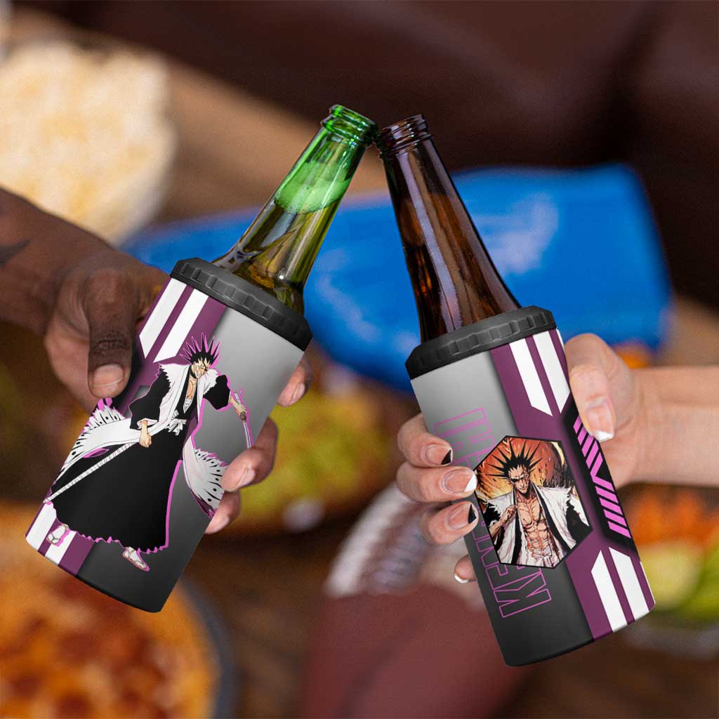 Kenpachi Zaraki from Bleach 4 in 1 Can Cooler Tumbler with Sword and Battle Ready Pose Design - The Mazicc