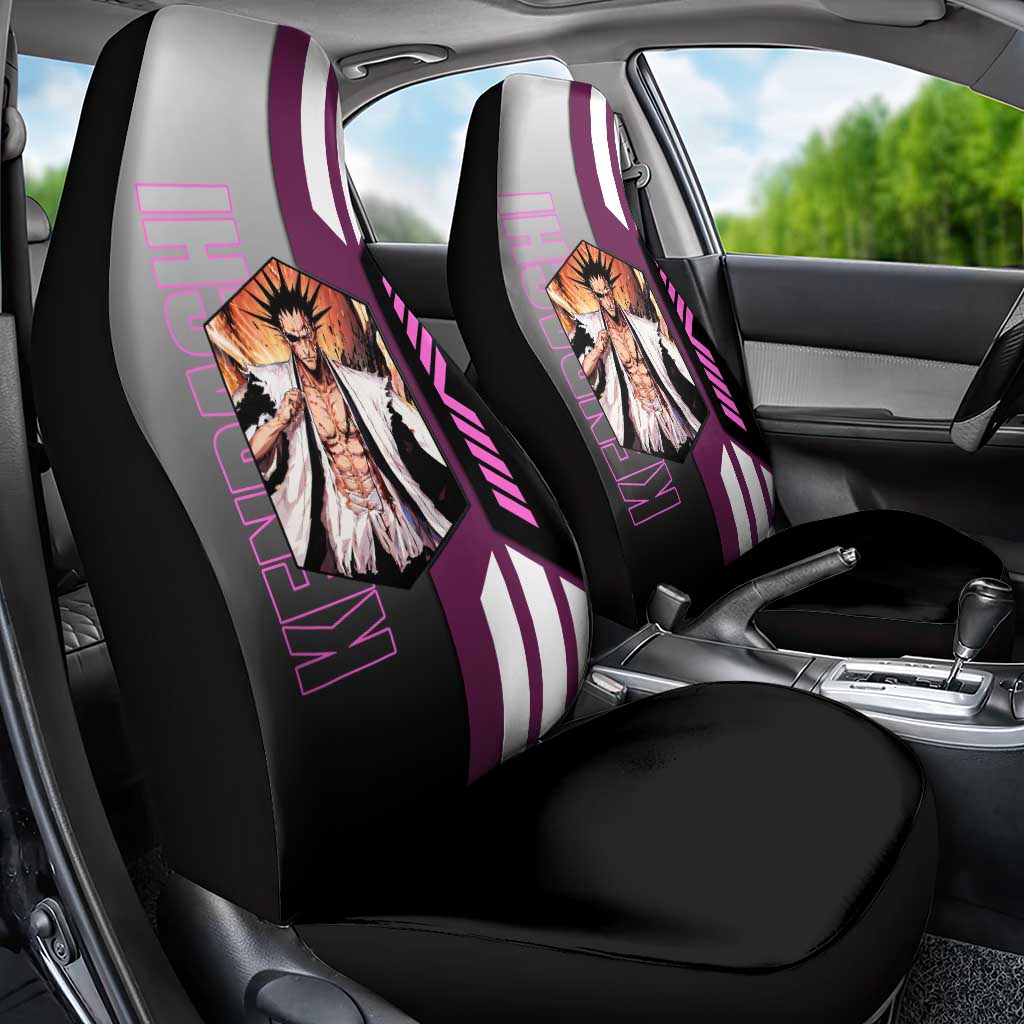 Kenpachi Zaraki from Bleach Car Seat Cover with Sword and Battle Ready Pose Design - The Mazicc