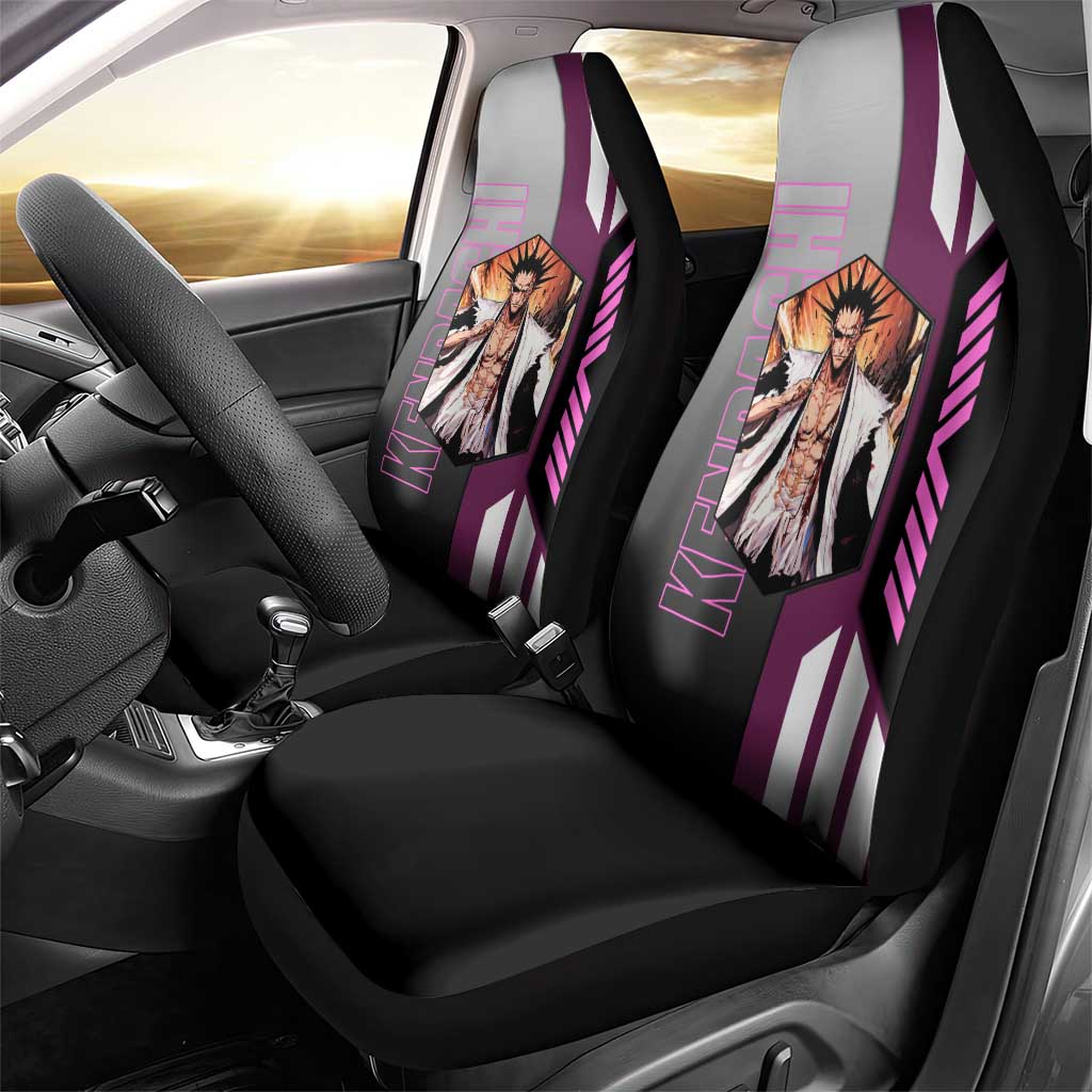 Kenpachi Zaraki from Bleach Car Seat Cover with Sword and Battle Ready Pose Design - The Mazicc