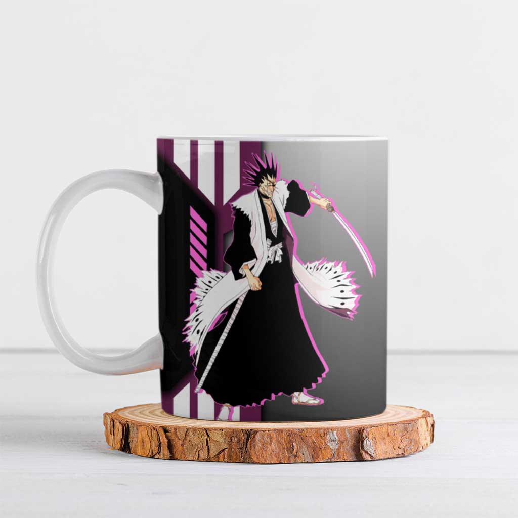 Kenpachi Zaraki from Bleach Ceramic Mug with Sword and Battle Ready Pose Design - The Mazicc