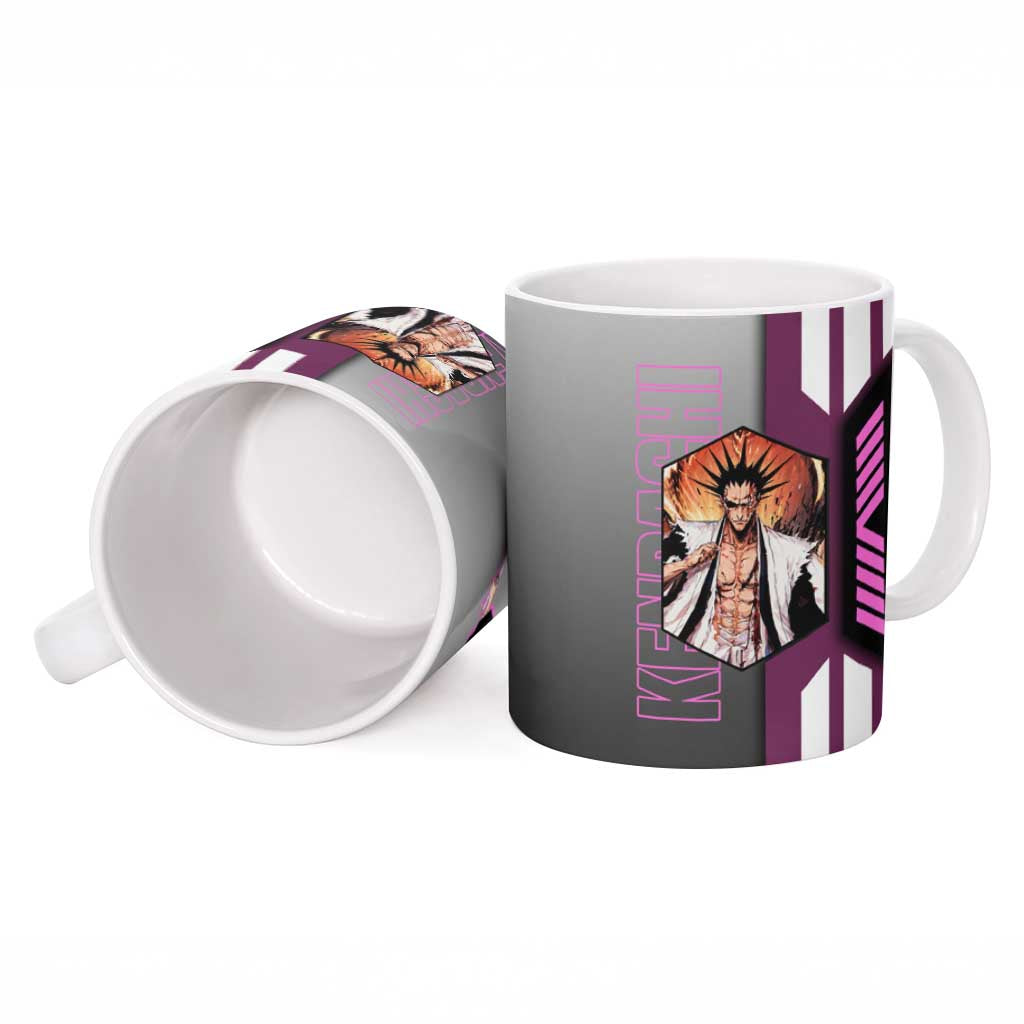 Kenpachi Zaraki from Bleach Ceramic Mug with Sword and Battle Ready Pose Design - The Mazicc