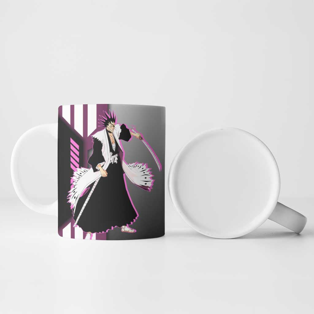 Kenpachi Zaraki from Bleach Ceramic Mug with Sword and Battle Ready Pose Design - The Mazicc