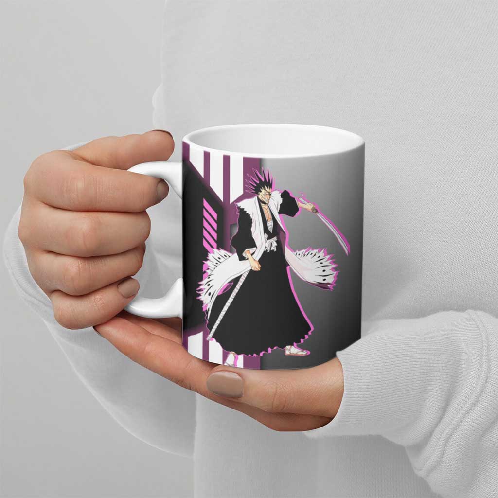 Kenpachi Zaraki from Bleach Ceramic Mug with Sword and Battle Ready Pose Design - The Mazicc