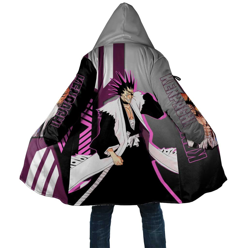 Kenpachi Zaraki from Bleach Cloak with Sword and Battle Ready Pose Design - The Mazicc