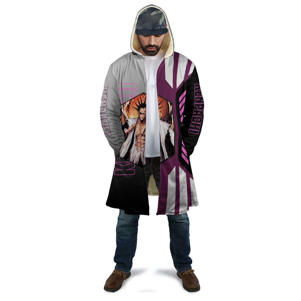 Kenpachi Zaraki from Bleach Cloak with Sword and Battle Ready Pose Design - The Mazicc