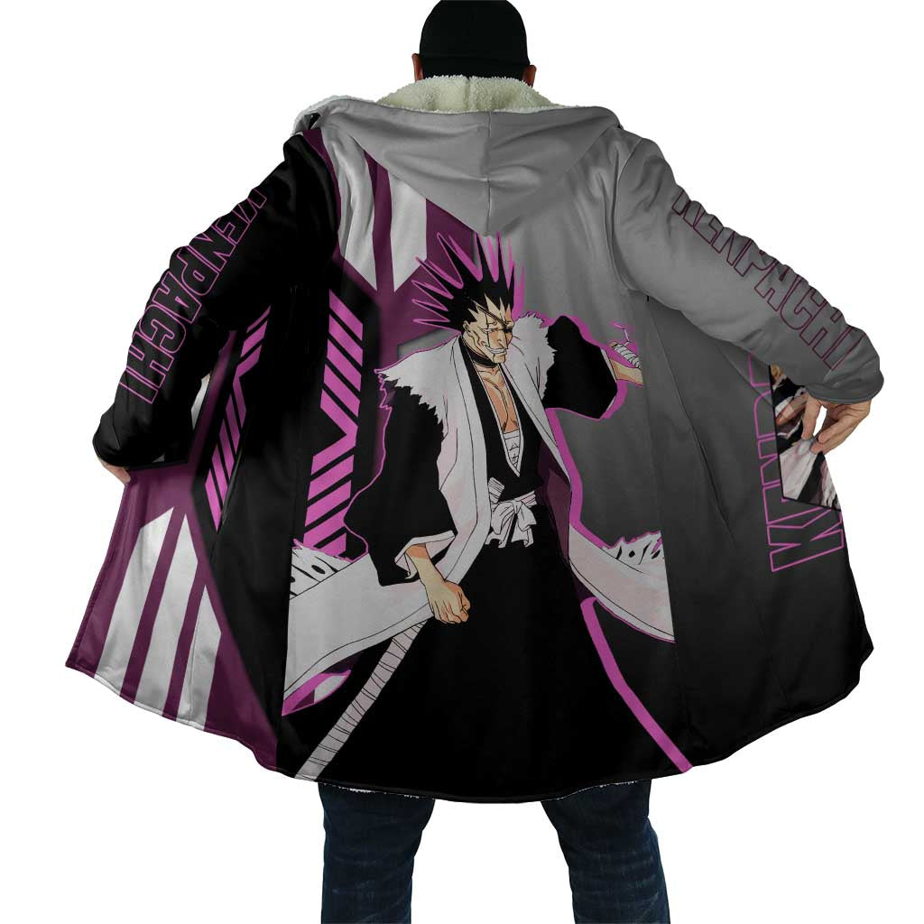 Kenpachi Zaraki from Bleach Cloak with Sword and Battle Ready Pose Design - The Mazicc