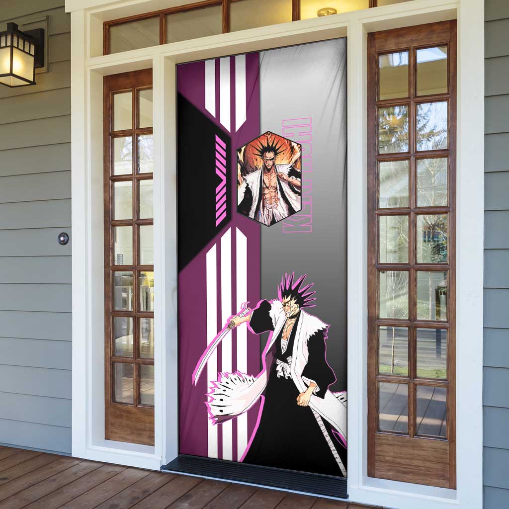 Kenpachi Zaraki from Bleach Door Cover with Sword and Battle Ready Pose Design - The Mazicc
