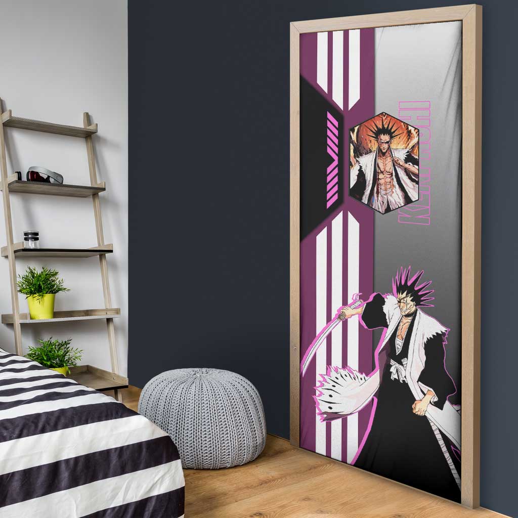 Kenpachi Zaraki from Bleach Door Cover with Sword and Battle Ready Pose Design - The Mazicc