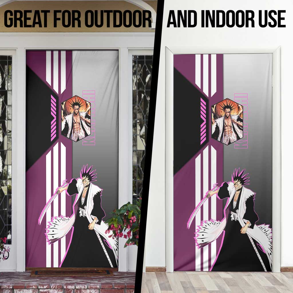 Kenpachi Zaraki from Bleach Door Cover with Sword and Battle Ready Pose Design - The Mazicc