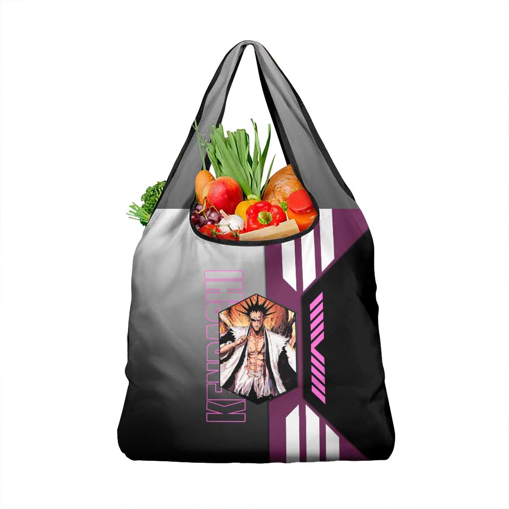 Kenpachi Zaraki from Bleach Grocery Bag with Sword and Battle Ready Pose Design - The Mazicc