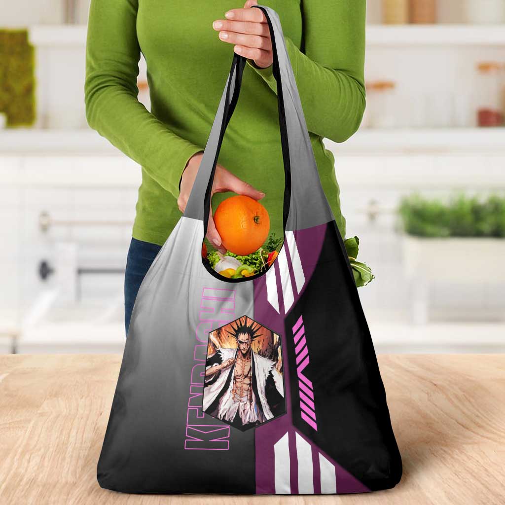 Kenpachi Zaraki from Bleach Grocery Bag with Sword and Battle Ready Pose Design - The Mazicc