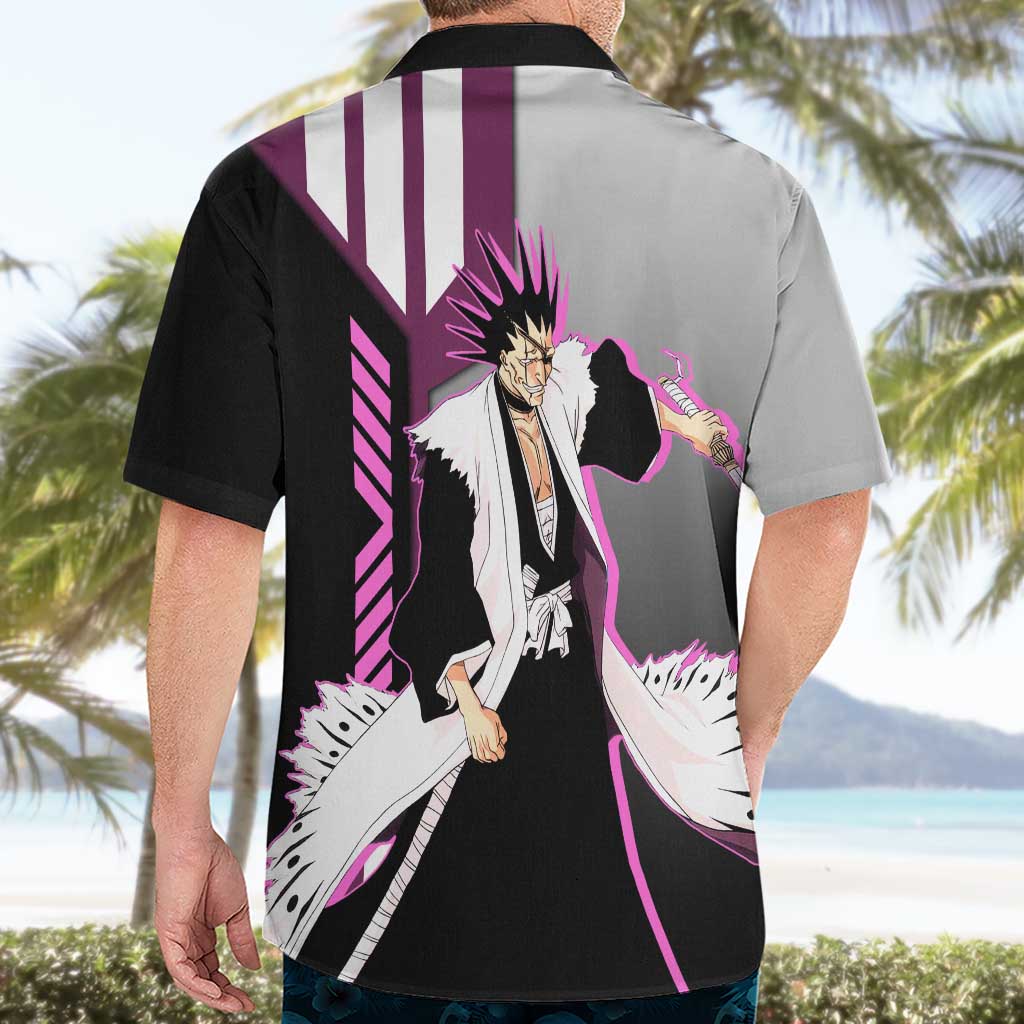 Kenpachi Zaraki from Bleach Hawaiian Shirt with Sword and Battle Ready Pose Design - The Mazicc