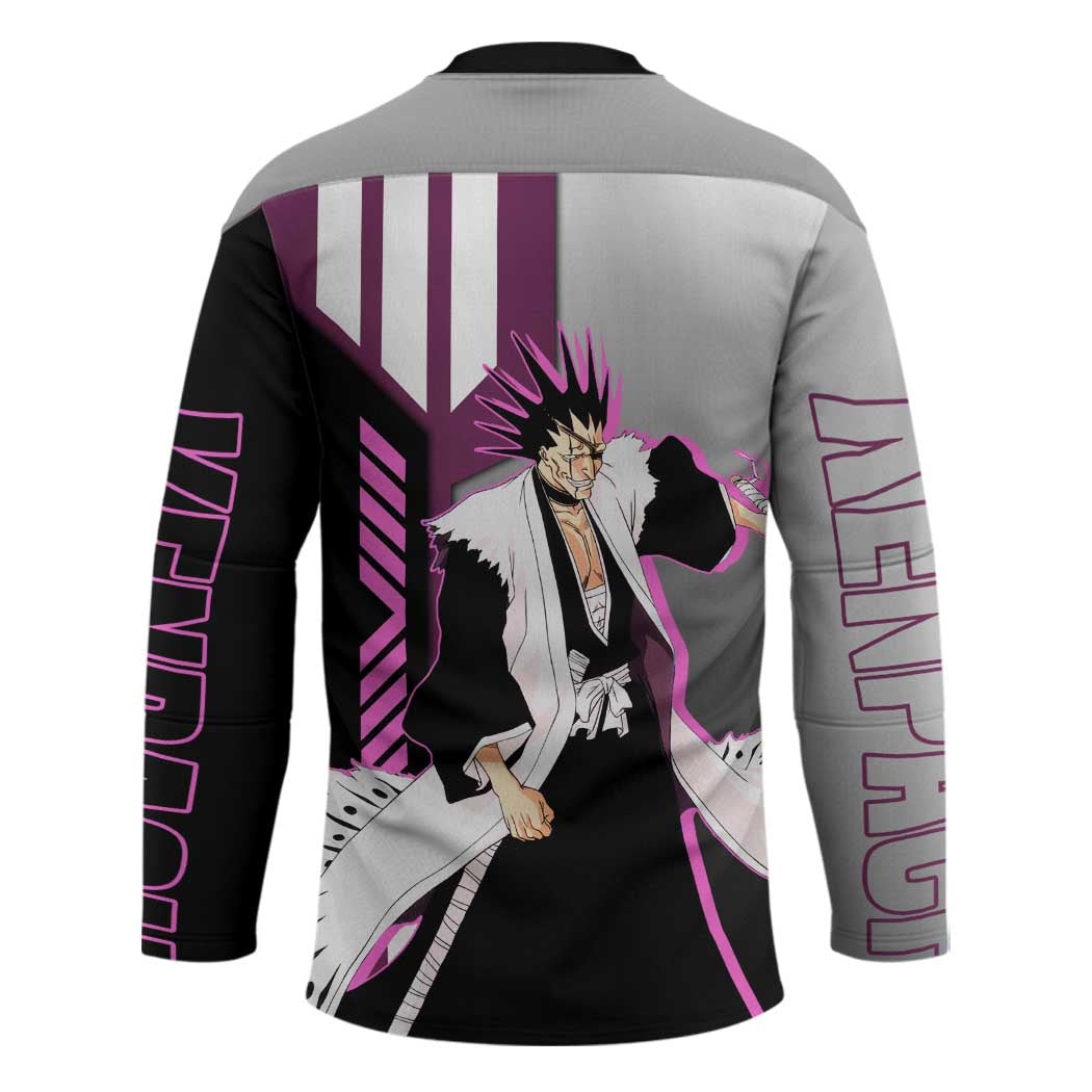 Kenpachi Zaraki from Bleach Hockey Jersey with Sword and Battle Ready Pose Design - The Mazicc