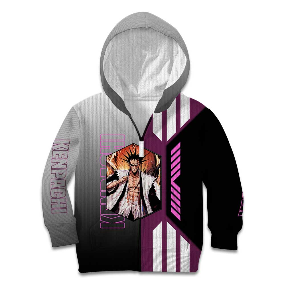 Kenpachi Zaraki from Bleach Kid Hoodie with Sword and Battle Ready Pose Design - The Mazicc