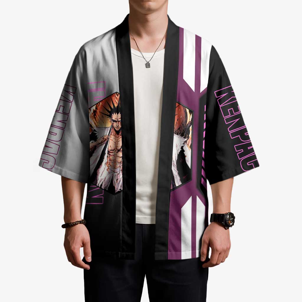Kenpachi Zaraki from Bleach Kimono with Sword and Battle Ready Pose Design - The Mazicc