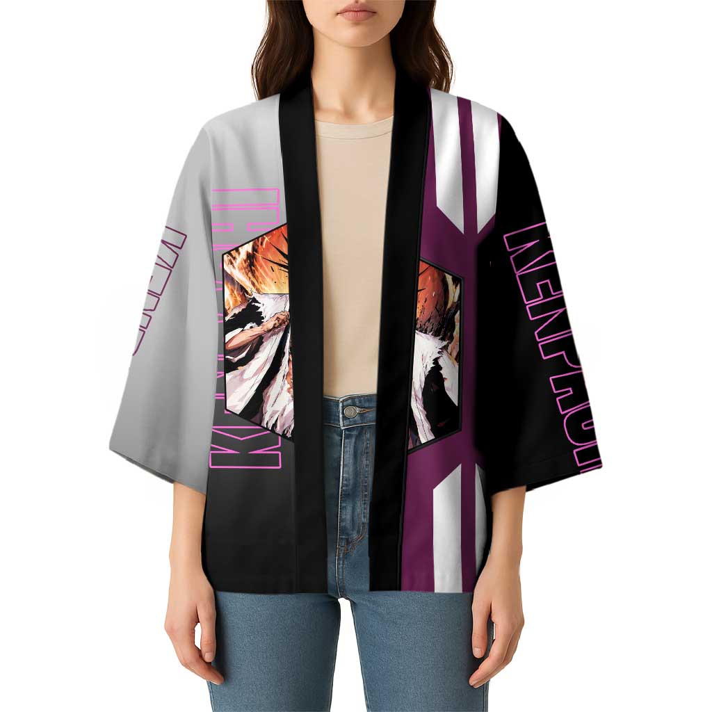 Kenpachi Zaraki from Bleach Kimono with Sword and Battle Ready Pose Design - The Mazicc
