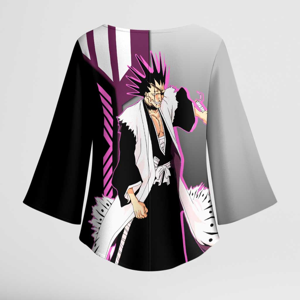 Kenpachi Zaraki from Bleach Kimono Sleeve Blouse with Sword and Battle Ready Pose Design - The Mazicc