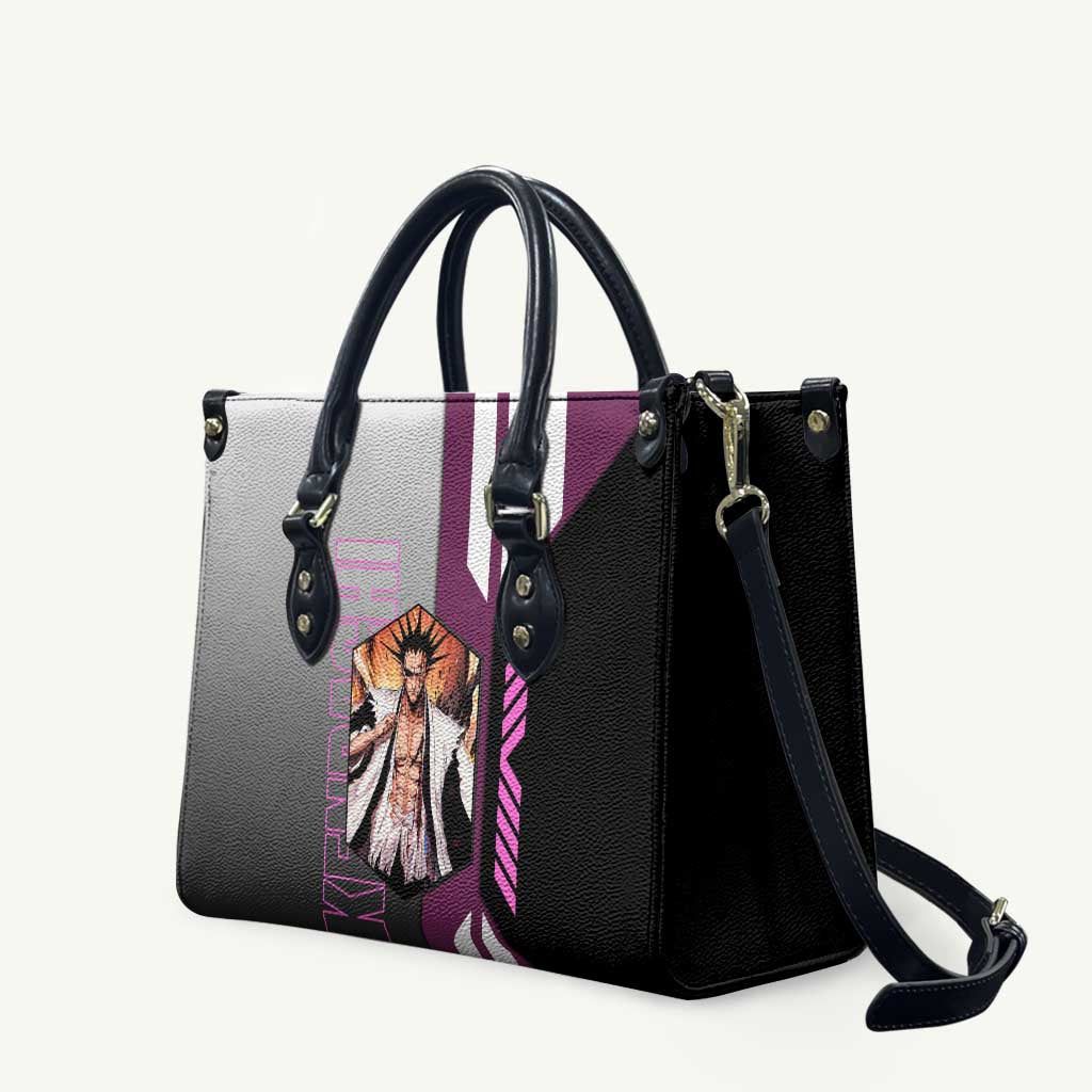 Kenpachi Zaraki from Bleach Leather Bag with Sword and Battle Ready Pose Design - The Mazicc