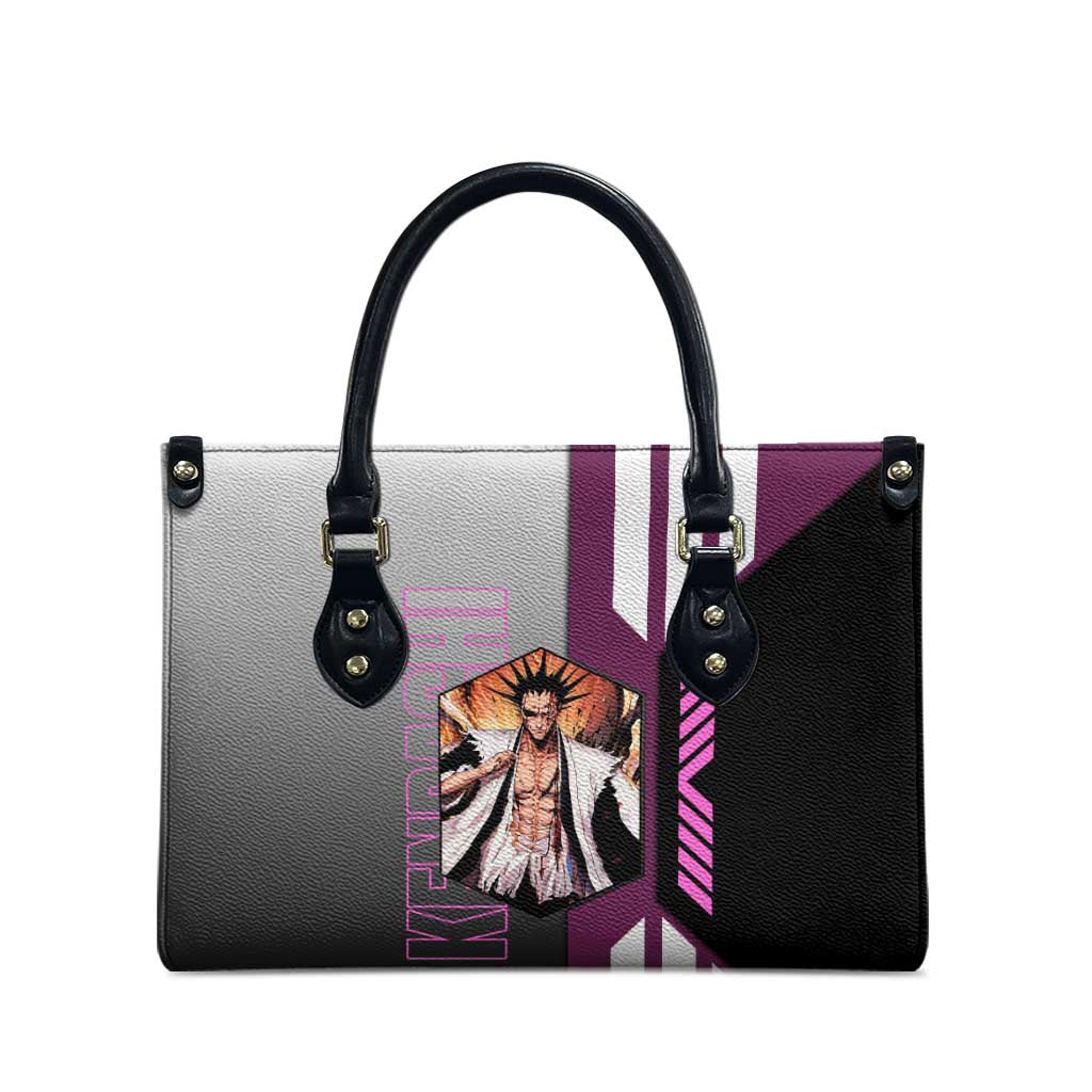 Kenpachi Zaraki from Bleach Leather Bag with Sword and Battle Ready Pose Design - The Mazicc