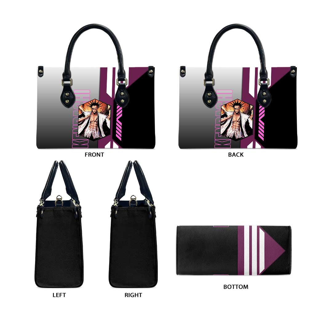 Kenpachi Zaraki from Bleach Leather Bag with Sword and Battle Ready Pose Design - The Mazicc