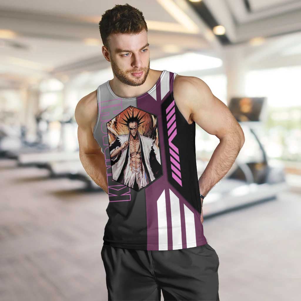 Kenpachi Zaraki from Bleach Men Tank Top with Sword and Battle Ready Pose Design - The Mazicc