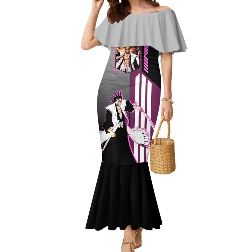 Kenpachi Zaraki from Bleach Mermaid Dress with Sword and Battle Ready Pose Design - The Mazicc