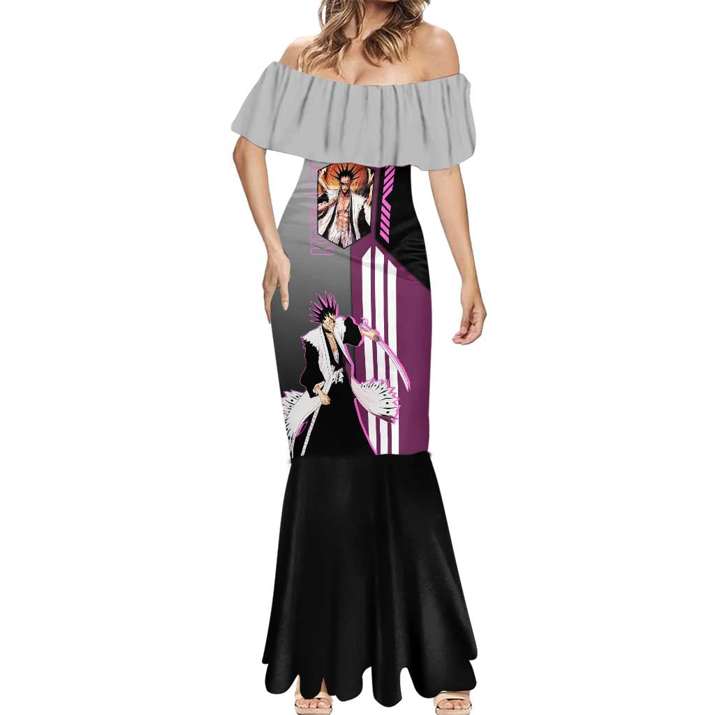 Kenpachi Zaraki from Bleach Mermaid Dress with Sword and Battle Ready Pose Design - The Mazicc
