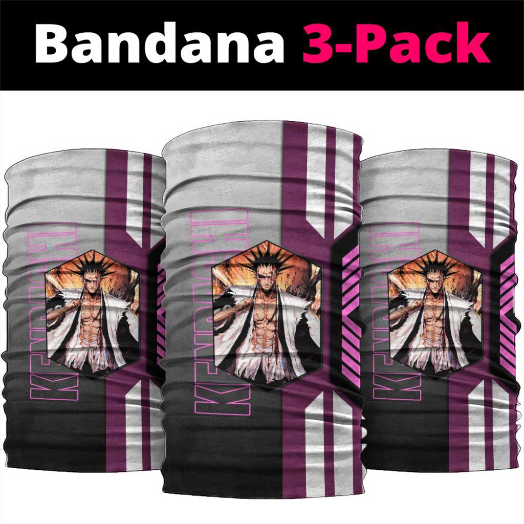 Kenpachi Zaraki from Bleach Neck Gaiter with Sword and Battle Ready Pose Design - The Mazicc