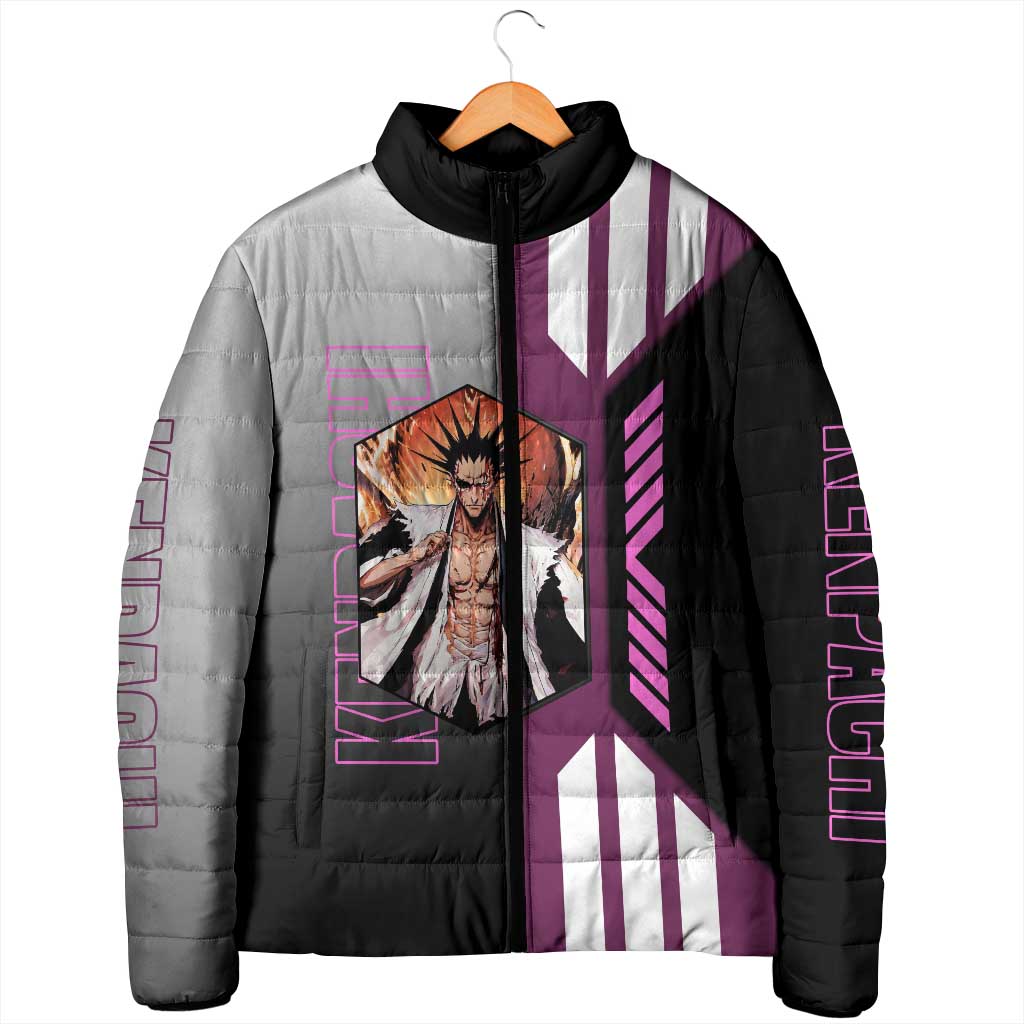 Kenpachi Zaraki from Bleach Padded Jacket with Sword and Battle Ready Pose Design - The Mazicc