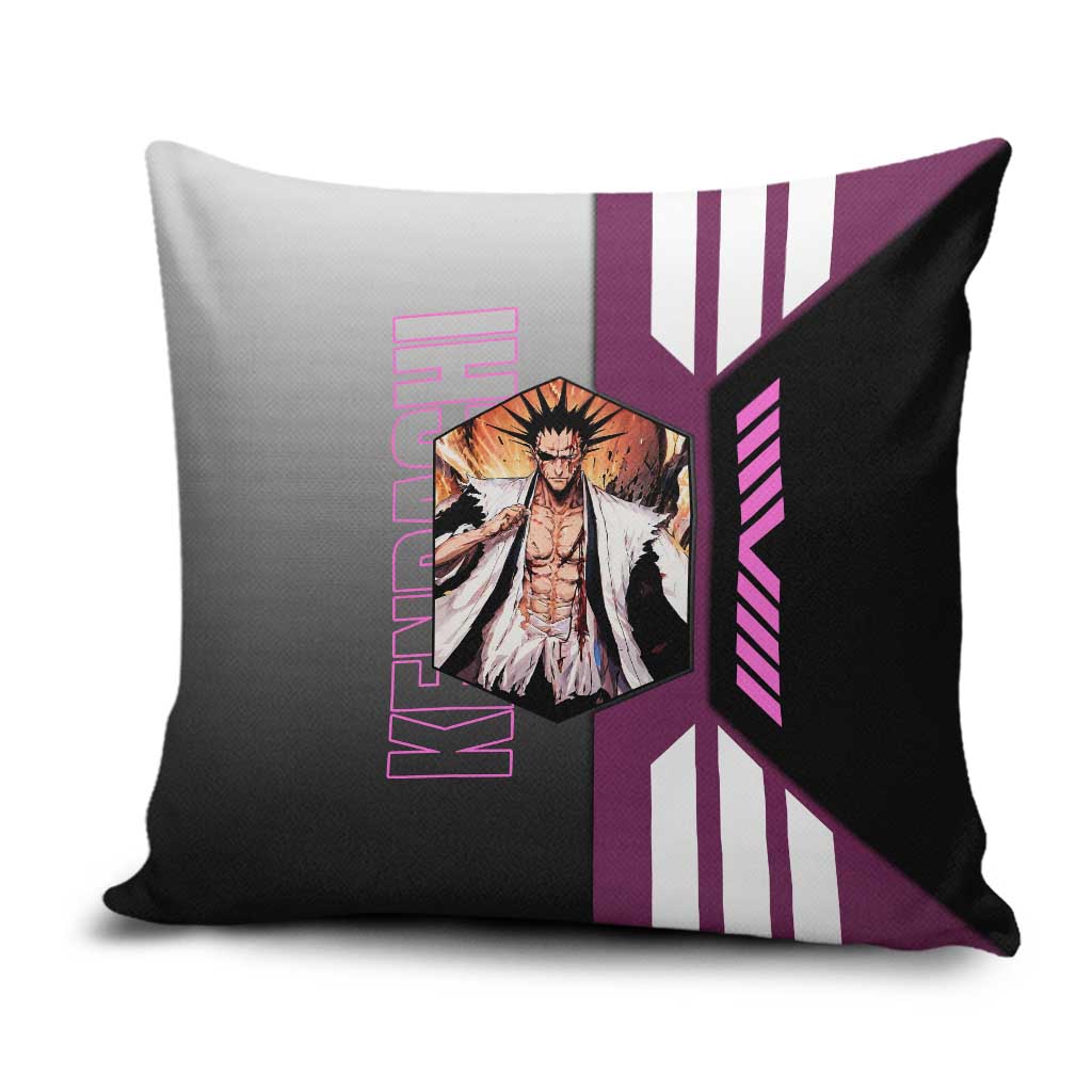 Kenpachi Zaraki from Bleach Pillow Cover with Sword and Battle Ready Pose Design - The Mazicc