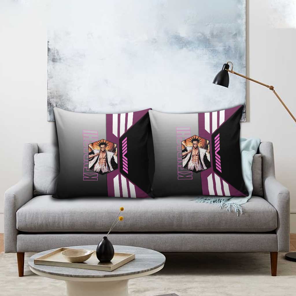 Kenpachi Zaraki from Bleach Pillow Cover with Sword and Battle Ready Pose Design - The Mazicc